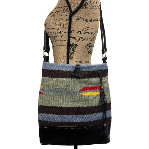 Anthropologie RAJ Southwest Wool & Leather Boho Crossbody